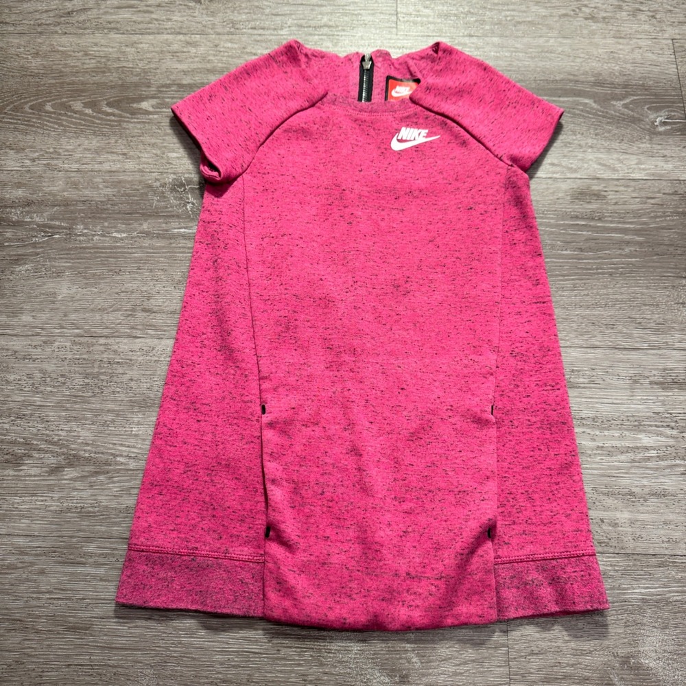 Nike Tech Fleece Dress Girls 6 L Pink Heathered Cotton Sportswear Athleisure